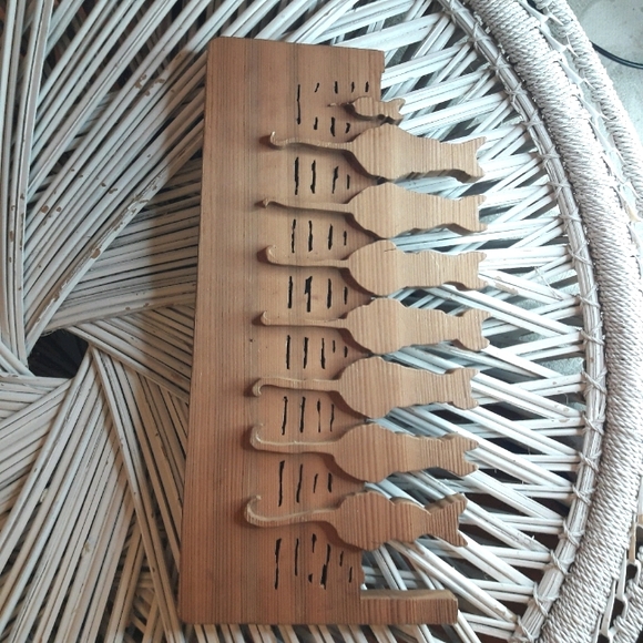 Wooden Cat Wall Decor Fence Wood Block Kitties - Picture 13 of 15